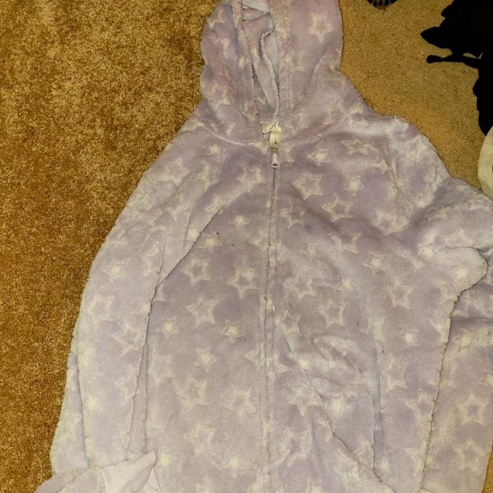 Purple hooded onesie